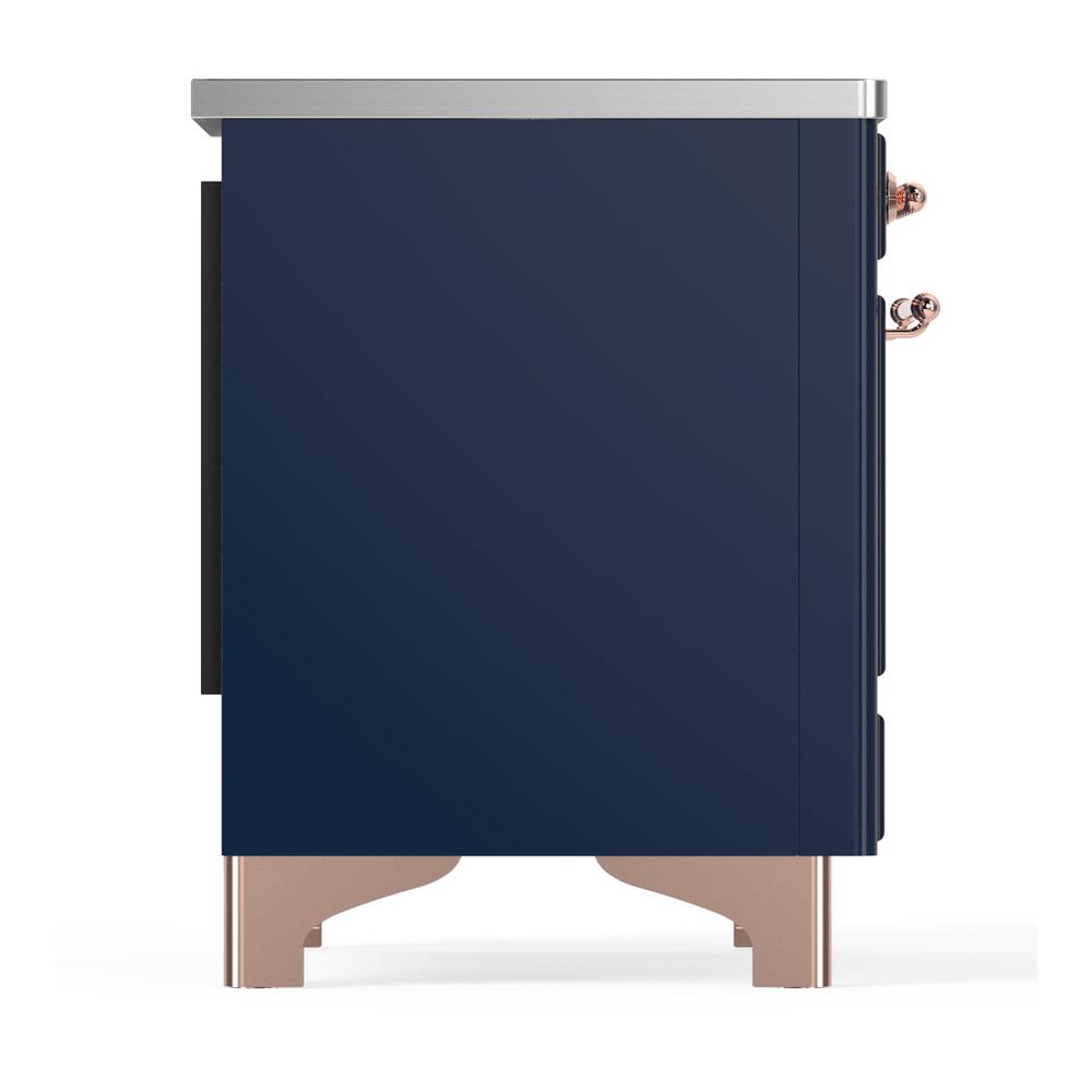 ILVE UMIB36QNR3MBP Majestic III 36 inch Induction Range with 6 Elements, 3.5 cu. ft. Total Oven Capacity (Solid Door, Midnight Blue, Copper)