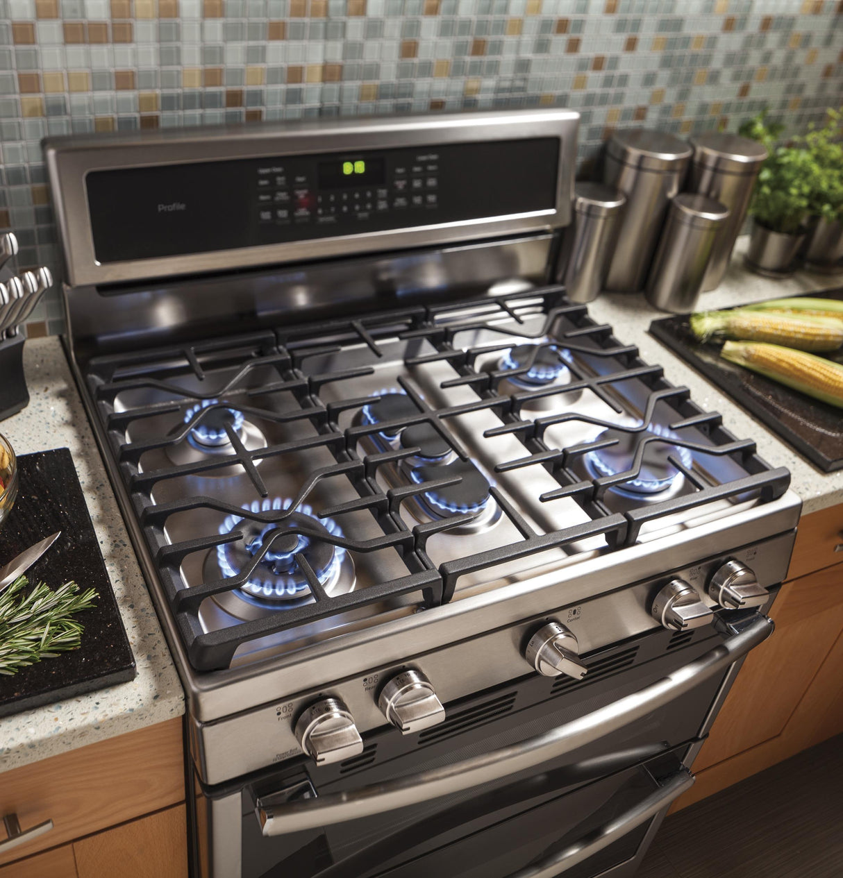 GE Profile™ Series 30" Free-Standing Gas Double Oven Convection Range