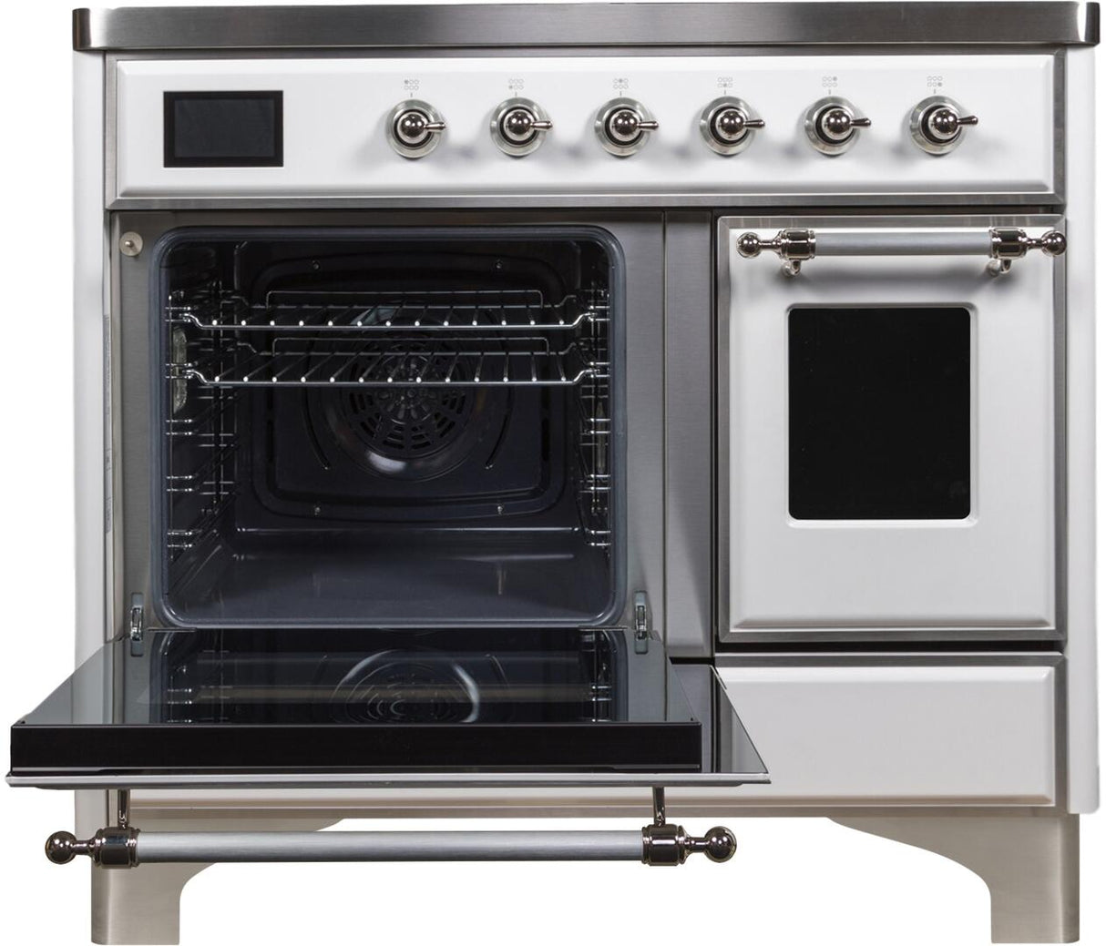 Majestic II 40 Inch Electric Freestanding Range in White with Chrome Trim