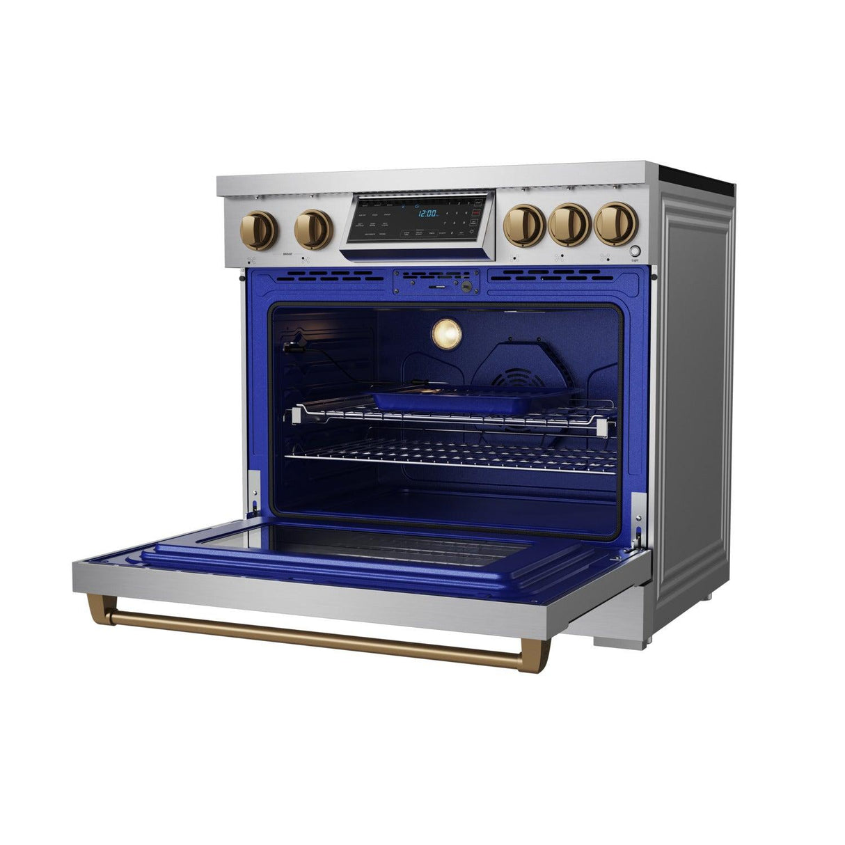 36 Inch Professional Induction Range With Tilt Panel Touch Control In Stainless Steel and Bronze Gordon Ramsay Series