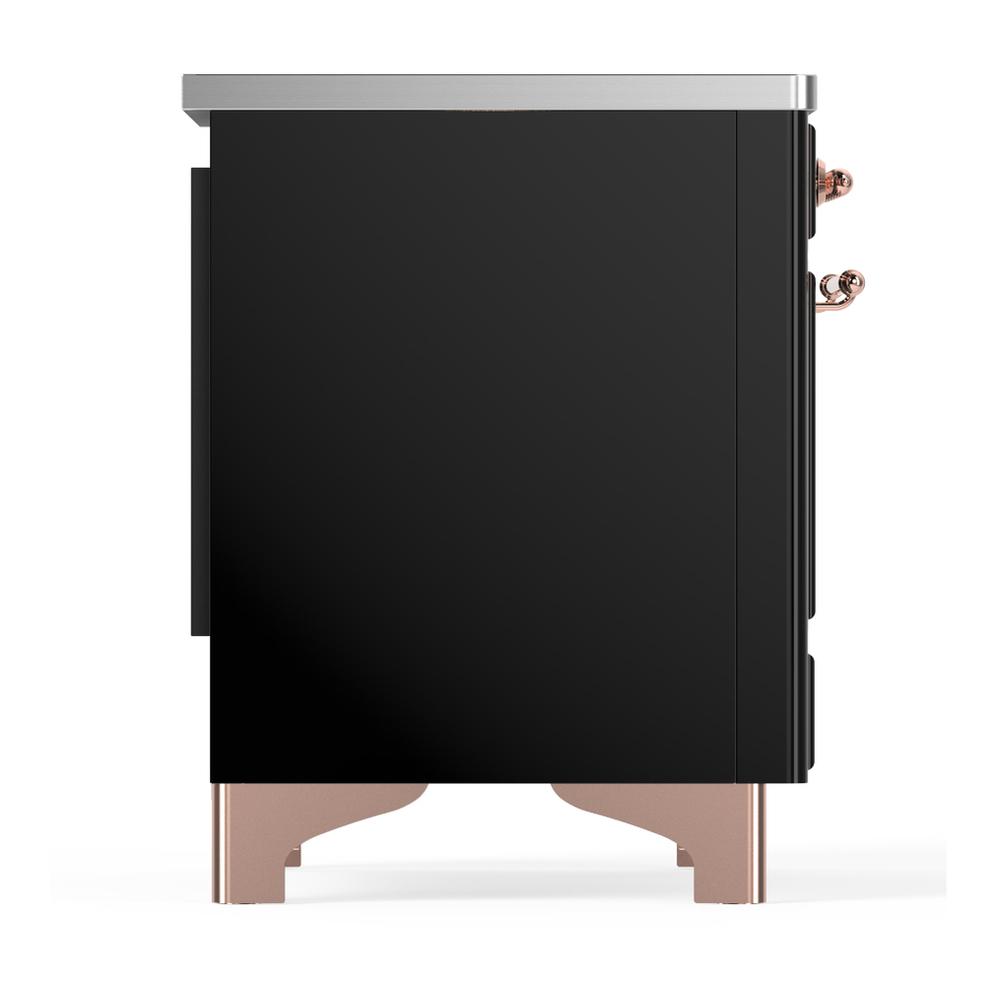 ILVE UMDIB40NR3BKP Majestic III 40 inch Induction Range with 6 Elements, 3.82 cu. ft. Total Oven Capacity (Triple Glass Door, Glossy Black, Copper)