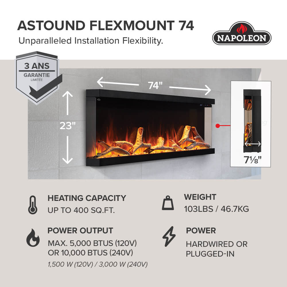 Astound? 74 FlexMount Electric Fireplace