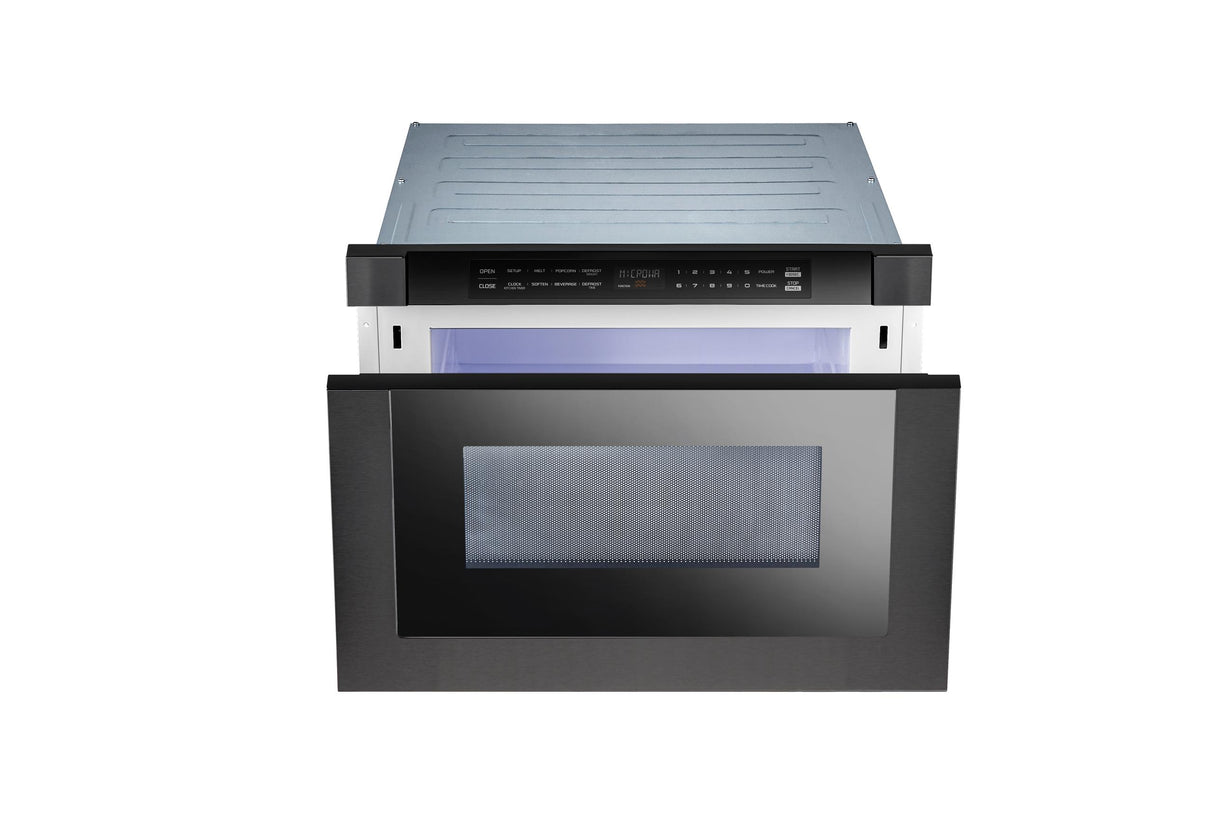 24" Built-In Microwave Drawer - Black Glass & Black Stainless