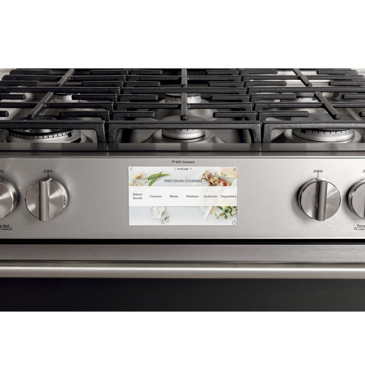 CAF(EBACK)™ 30" Smart Slide-In, Front-Control, Dual-Fuel, Double-Oven Range with Convection in Platinum Glass