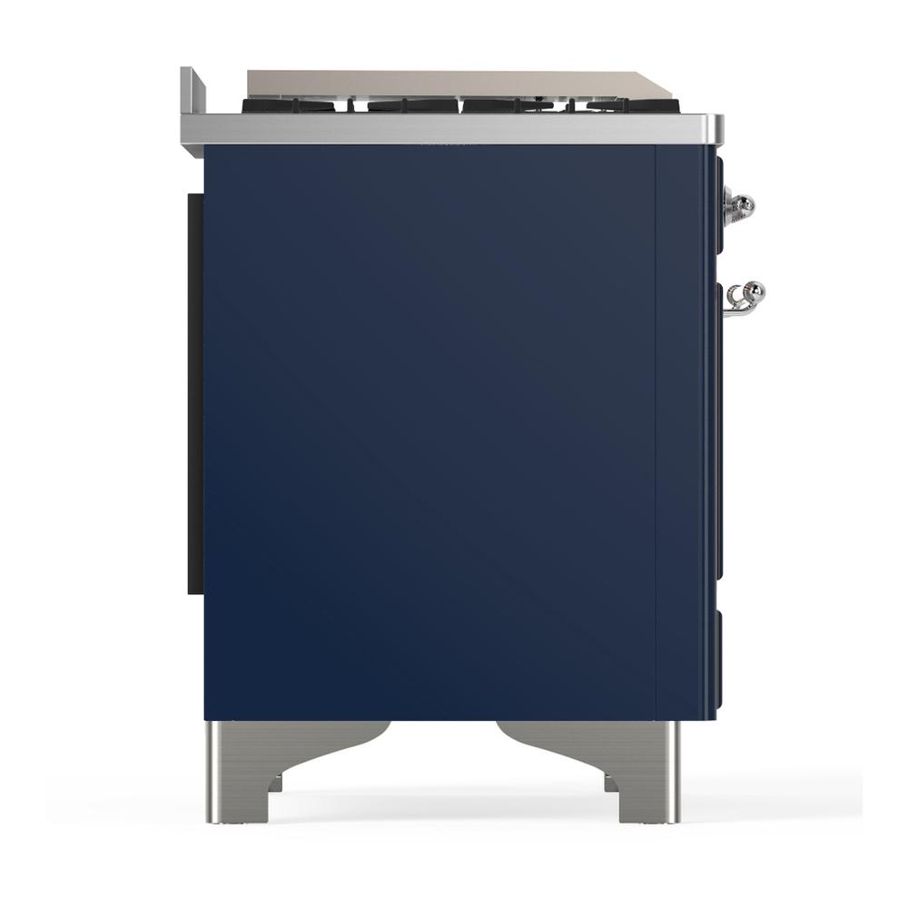 ILVE UMD40FNR3MBC Majestic III 40 inch Dual Fuel Range with 6 Burners and Griddle, Dual Function Burner up to 25,000 BTU (Natural Gas, Triple Glass Door, Midnight Blue, Chrome)