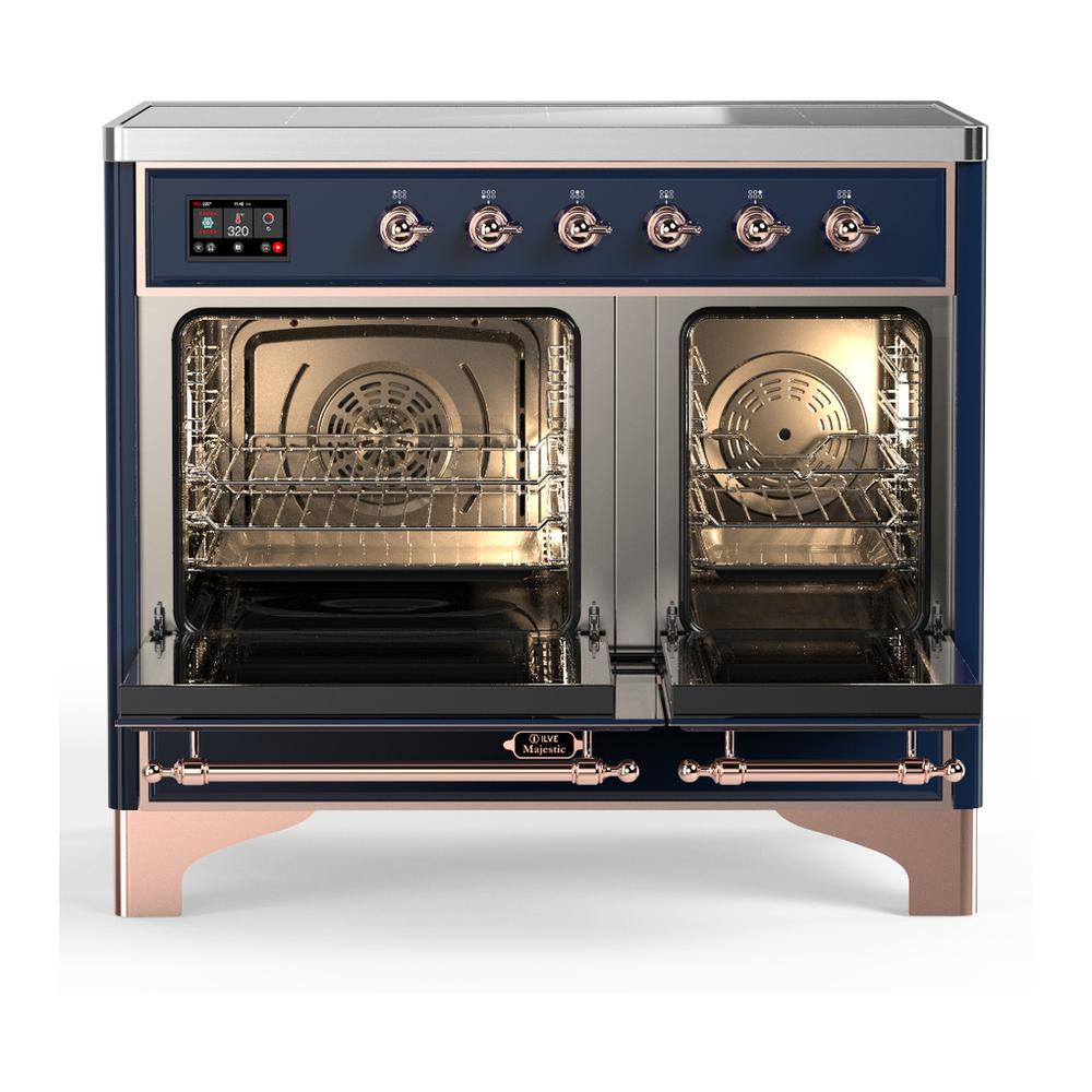 ILVE UMDIB40QNR3MBP Majestic III 40 inch Induction Range with 6 Elements, 3.82 cu. ft. Total Oven Capacity (Solid Door, Midnight Blue, Copper)