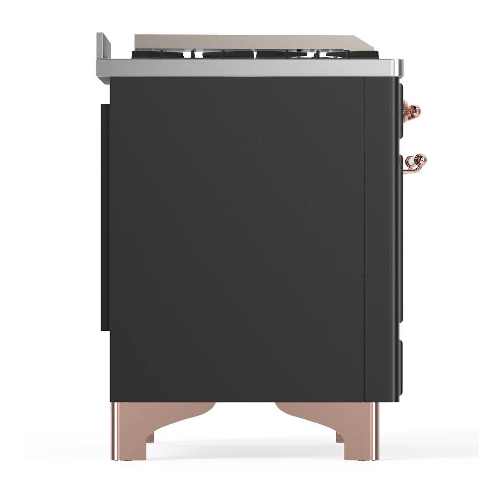 ILVE UM60FSQNR3MGPLP Majestic III 60 inch Dual Fuel Range with 7 Burners, Griddle and French Top, Dual Function Burner with up to 25,000 BTU (Liquid Propane, Solid Door, Graphite Matte, Copper)