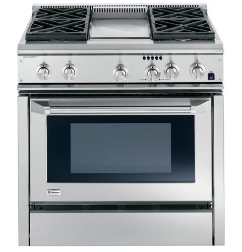 GE Monogram® 36" Dual-Fuel Professional Range with 4 Burners and Griddle (Natural Gas)