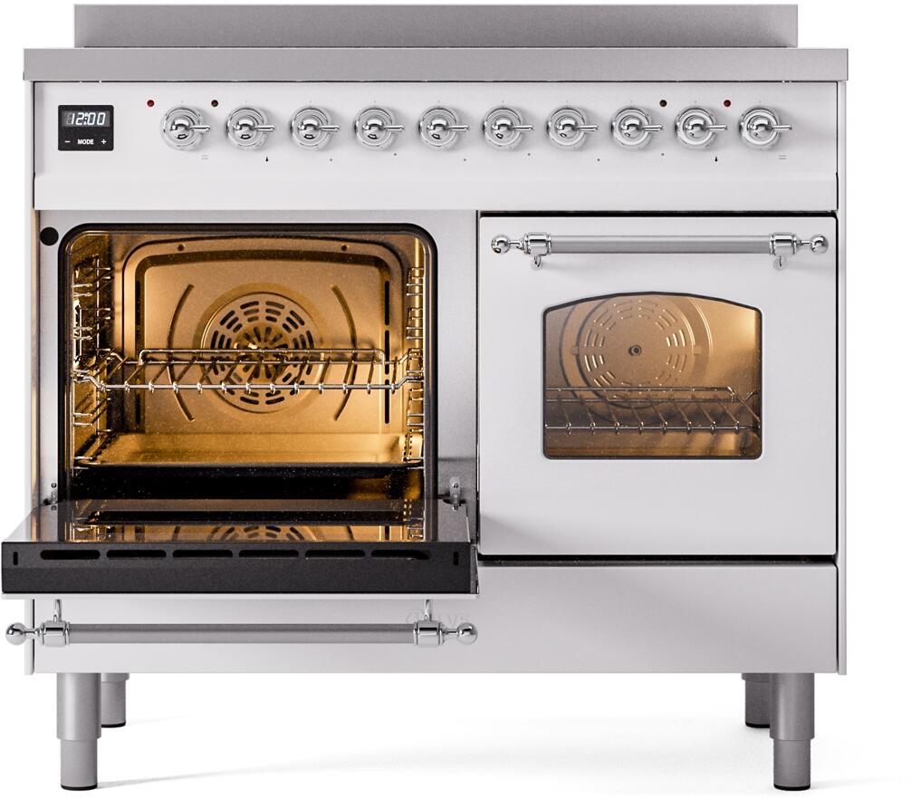 Nostalgie II 40 Inch Electric Freestanding Range in White with Chrome Trim
