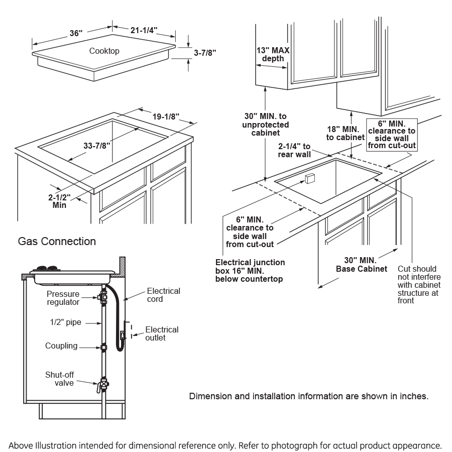 GE® 36" Built-In Gas on Glass Cooktop with 5 Burners and Dishwasher Safe Grates