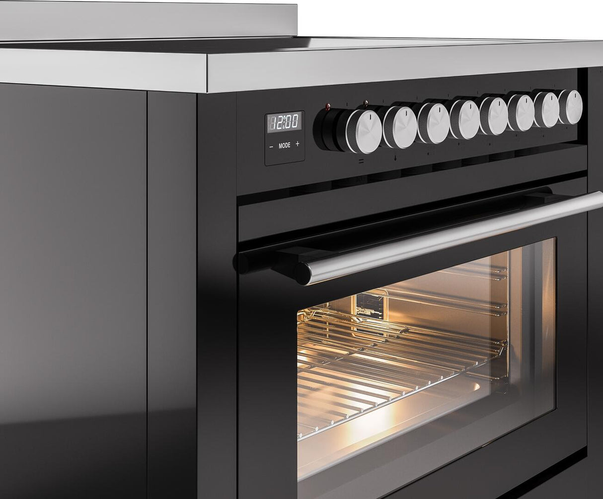 Professional Plus II 36 Inch Electric Freestanding Range in Glossy Black with Trim