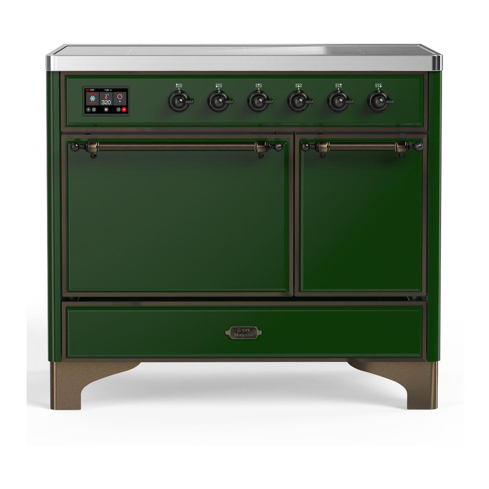 ILVE UMDIB40QNR3EGB Majestic III 40 inch Induction Range with 6 Elements, 3.82 cu. ft. Total Oven Capacity (Solid Door, Emerald Green, Burnished)