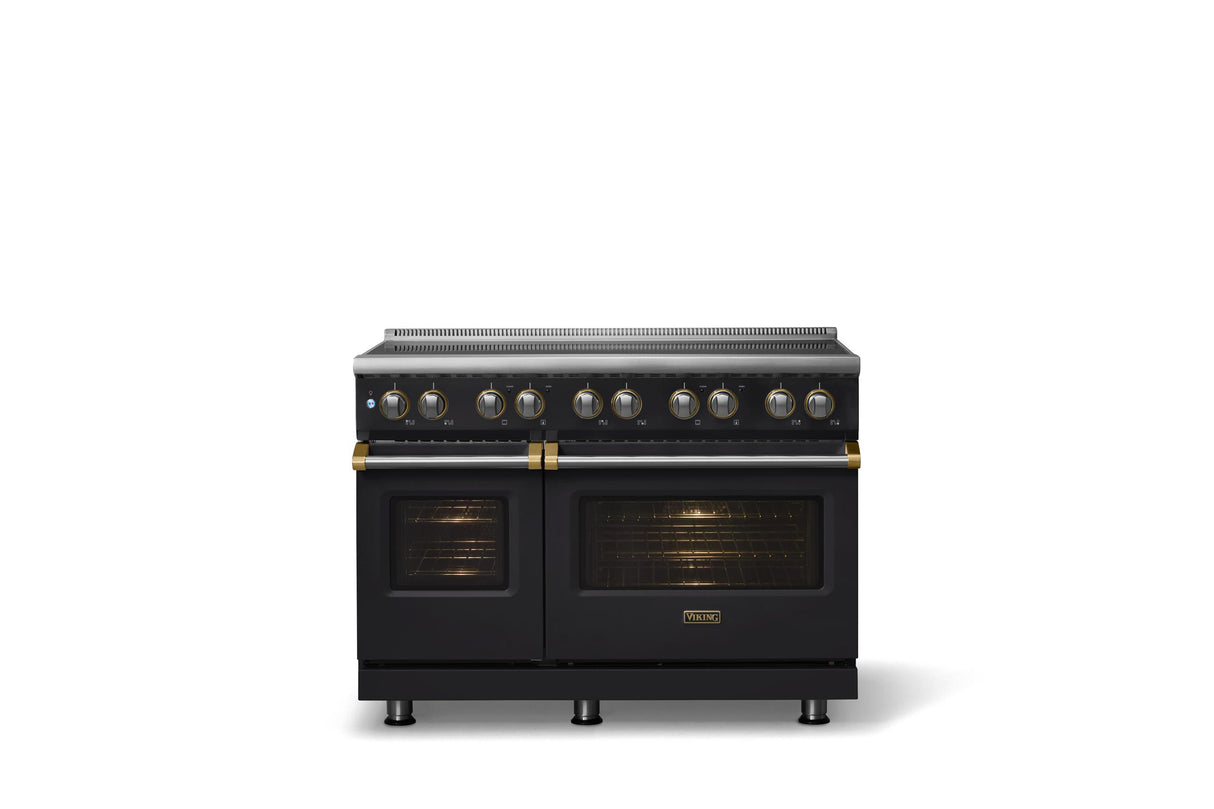 48"W. Induction Range (Finish: Onyx, Trim: Brushed Brass)