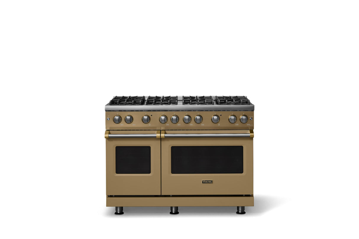 48"W. Sealed Burner Gas Range (Burner: 8b, Finish: Golden Hour, Trim: Brushed Brass, Fuel: Natural Gas)