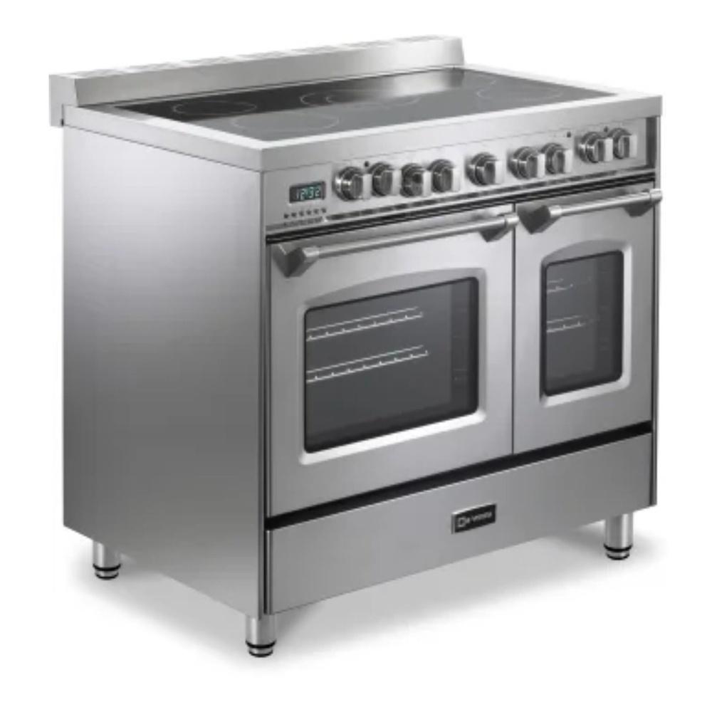 Verona VPFSEE365DSS 36 inch Prestige Series Freestanding Double Oven Electric Range with 5 Elements, 3.5 cu. ft. Total Oven Capacity, European Convection (Stainless Steel)