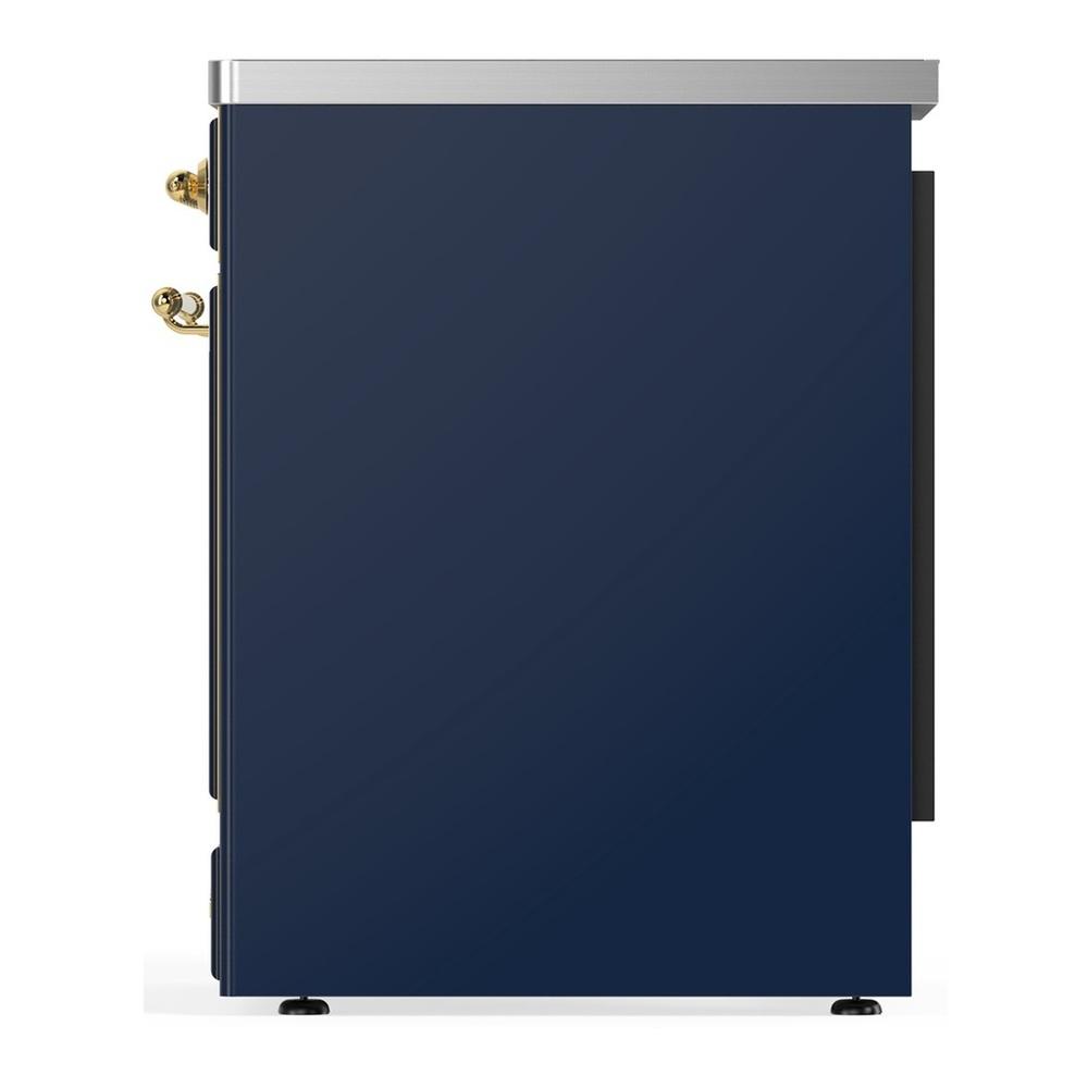 ILVE UMIB30QNR3MBG Majestic III 30 inch Induction Range with 4 Elements, 4 cu. ft. Oven Capacity (Solid Door, Midnight Blue, Brass)