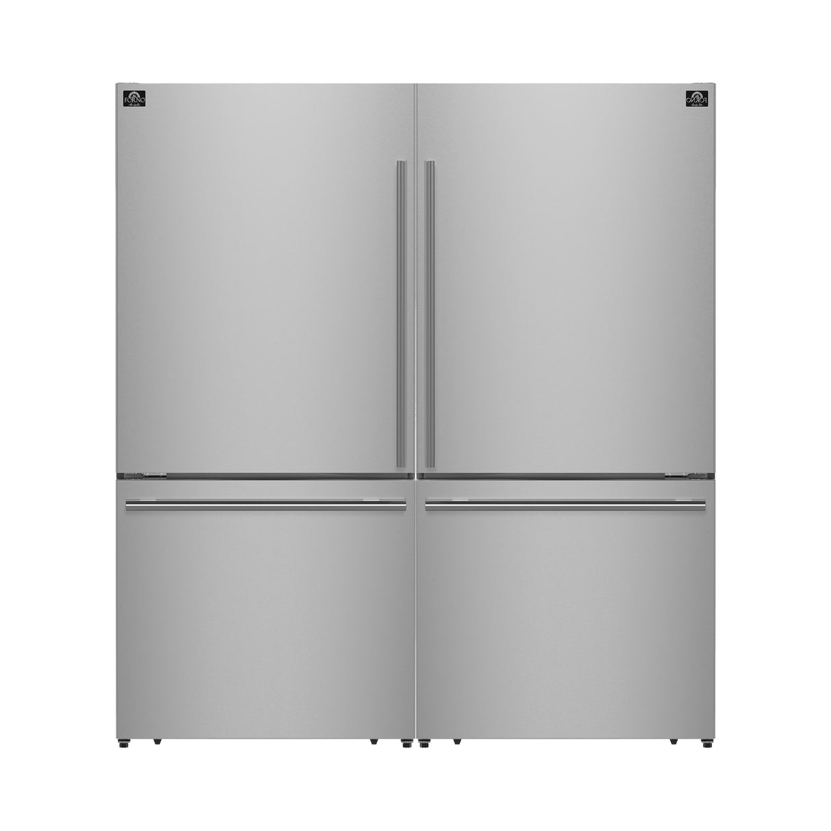 Forno Milano 2-Piece 62-Inch Freestanding Dual Bottom Freezer Refrigerator, Stainless Steel - 34.4 cu.ft, Touch Control, Ice Maker