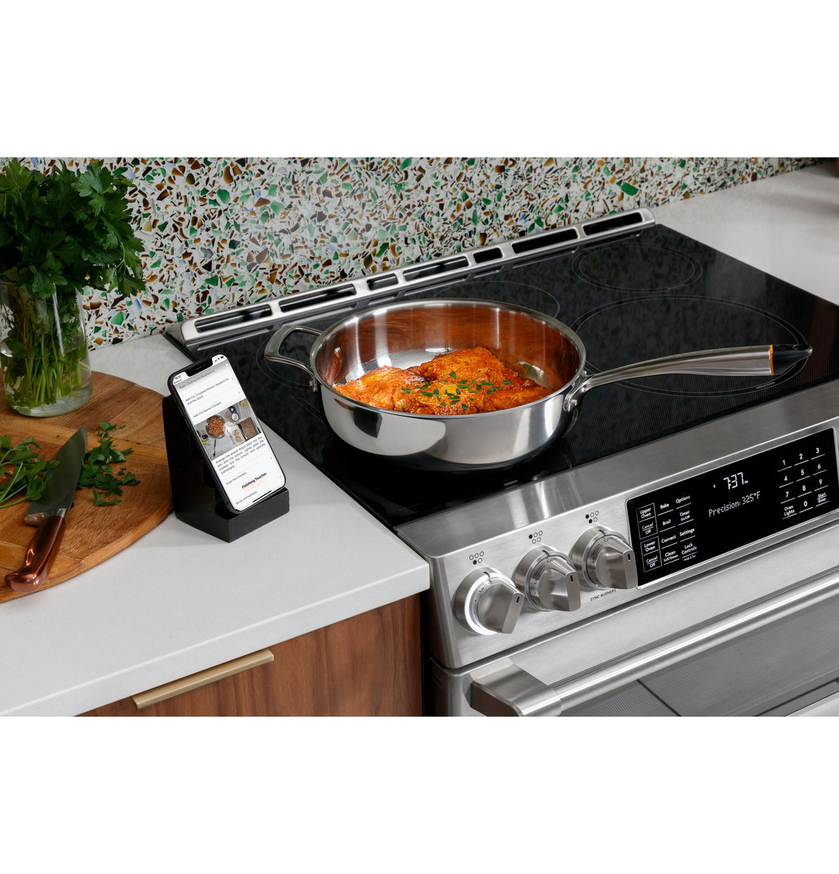 Café™ 30" Smart Slide-In, Front-Control, Induction and Convection Double-Oven Range