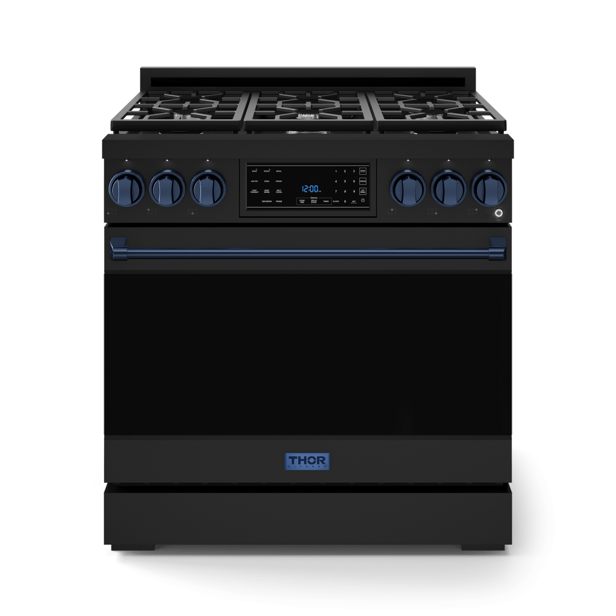 36 Inch Professional Gas Range With Tilt Panel Touch Control In Black/navy Blue Gordon Ramsay Series