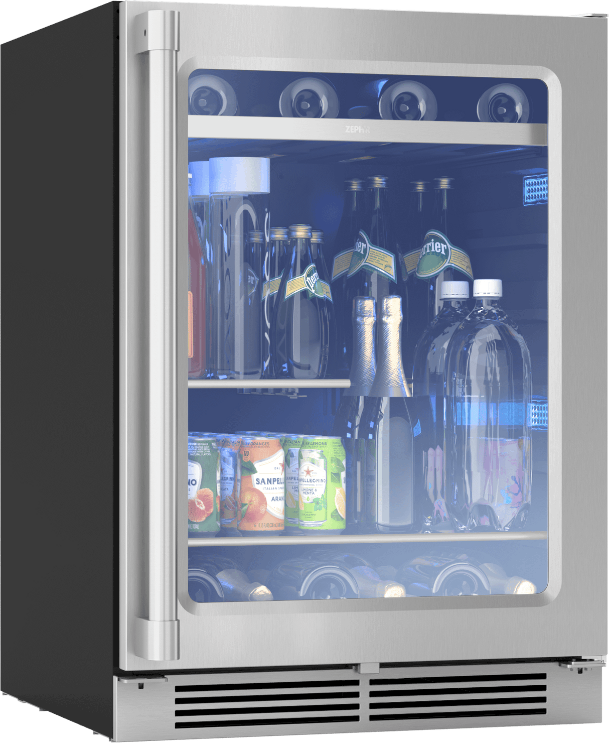 Presrv Pro Beverage Cooler, 24in Under Cabinet, SS+Glass, Reverse Door, 1 Zone