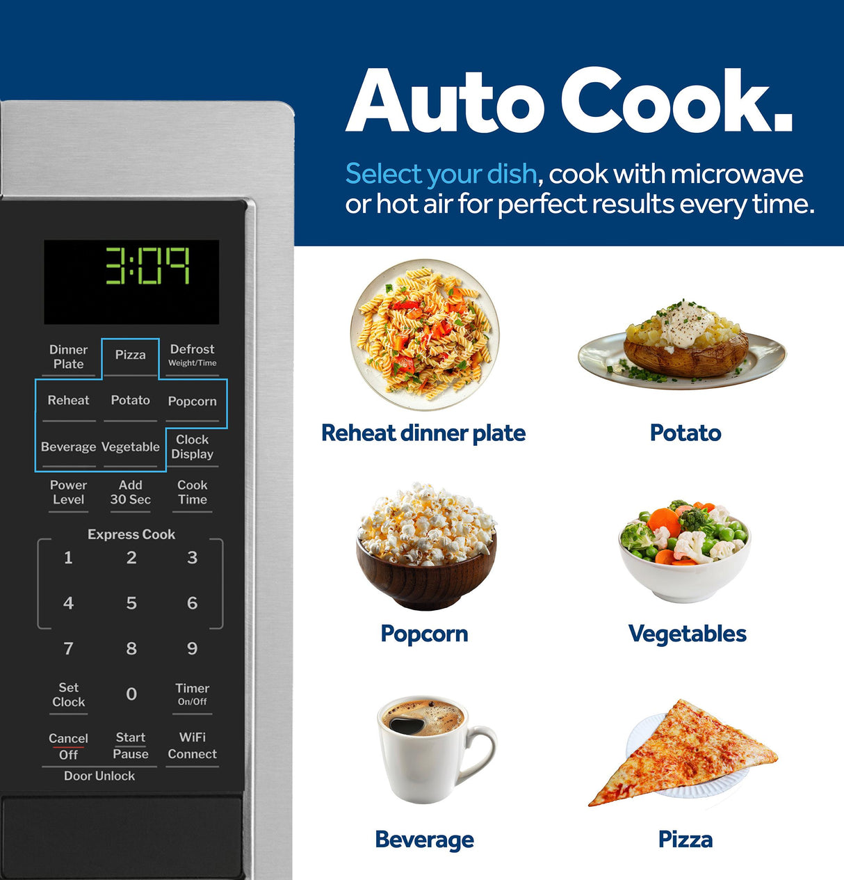 GE® 0.9 Cu. Ft. Capacity Smart Countertop Microwave Oven with Scan-To-Cook Technology