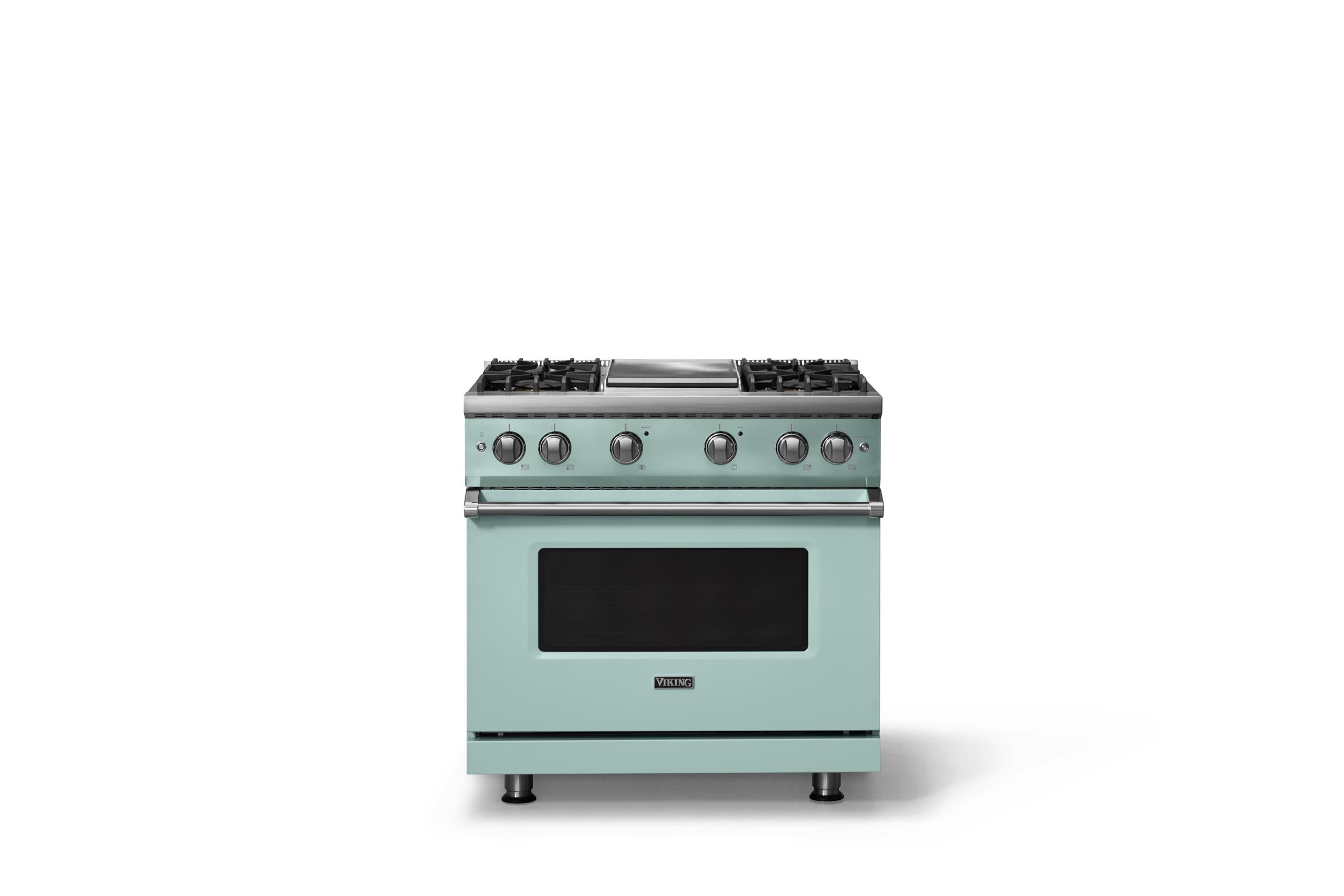 36"W. Sealed Burner Gas Range (Burner: 4g, Finish: Splash, Trim: Polished Chrome, Fuel: Natural Gas)