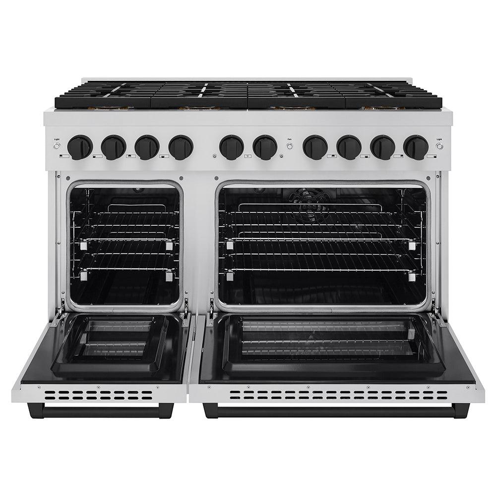 ZLINE Autograph Edition 48 in. 6.7 cu. ft. Paramount Dual Fuel Range with 8 Burner DuoPro? Cooktop and Dual Ovens in Stainless Steel and Matte Black Accents (PSDRZ-48-MB)