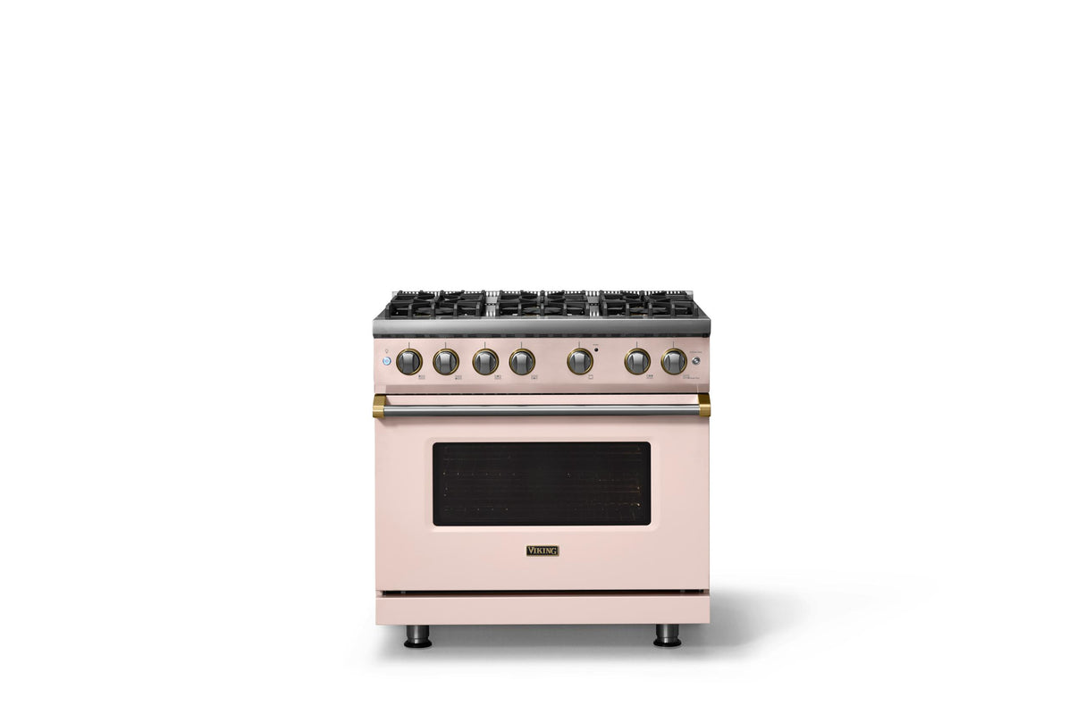36"W. Sealed Burner Gas Range (Burner: 6b, Finish: Blush, Trim: Polished Chrome, Fuel: Propane)
