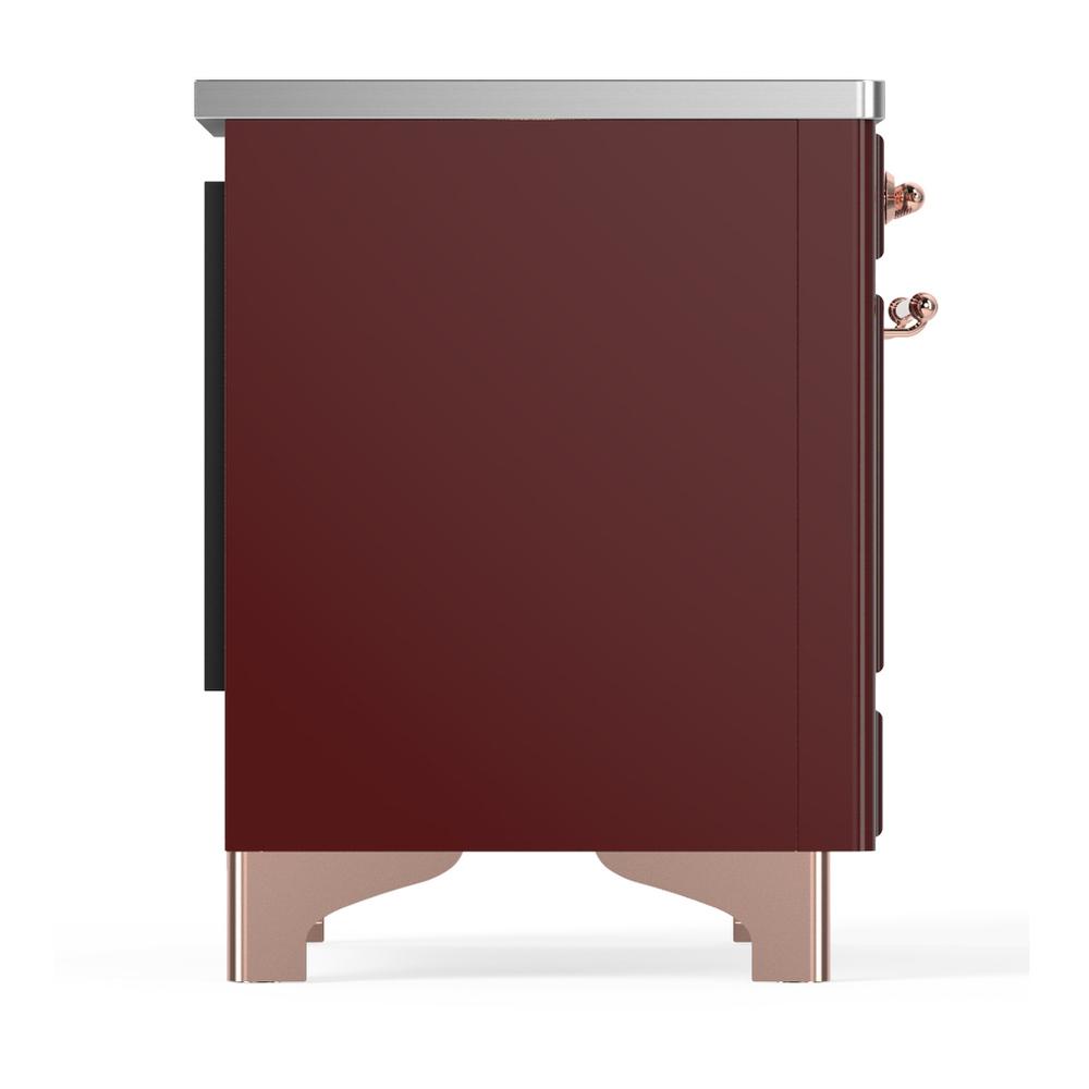 ILVE UMDIB40NR3BUP Majestic III 40 inch Induction Range with 6 Elements, 3.82 cu. ft. Total Oven Capacity (Triple Glass Door, Burgundy, Copper)