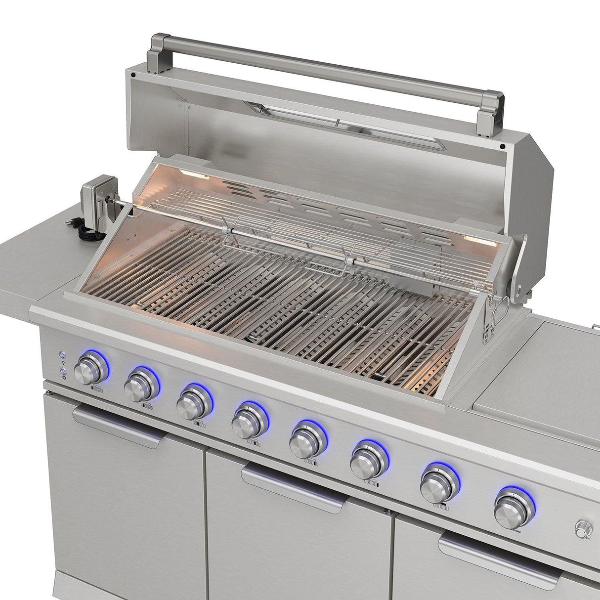10 Ft. Outdoor Kitchen Island With Gas Grill & Side Burner, Sink & Drawer 77,000 BTU - Stainless Steel