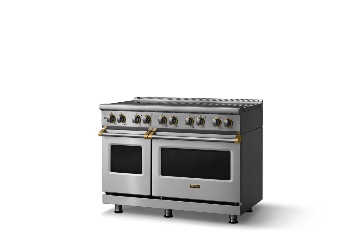 48"W. Induction Range (Finish: Stainless Steel, Trim: Brushed Brass)