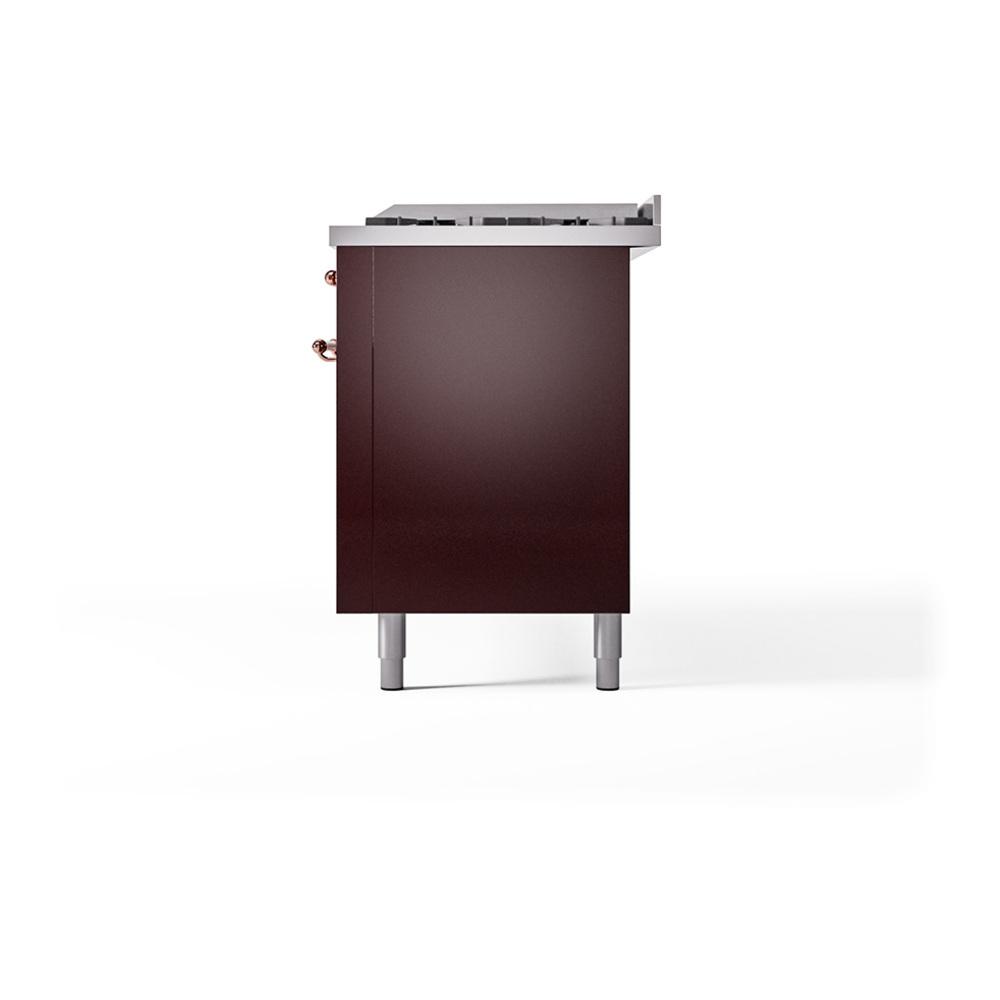 ILVE UN60FQNMPBUP Nostalgie II Noblesse 60 inch Dual Fuel Range (9 Sealed Burners + Griddle, Natural Gas, Solid Door, Burgundy, Copper)