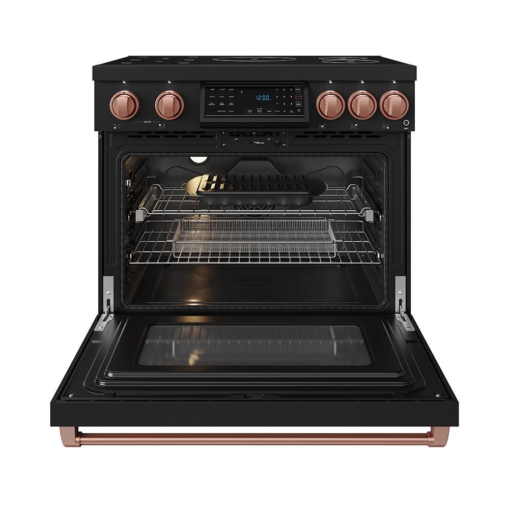 36 Inch Professional Induction Range With Tilt Panel Touch Control In Black and Rose Gold Gordon Ramsay Series
