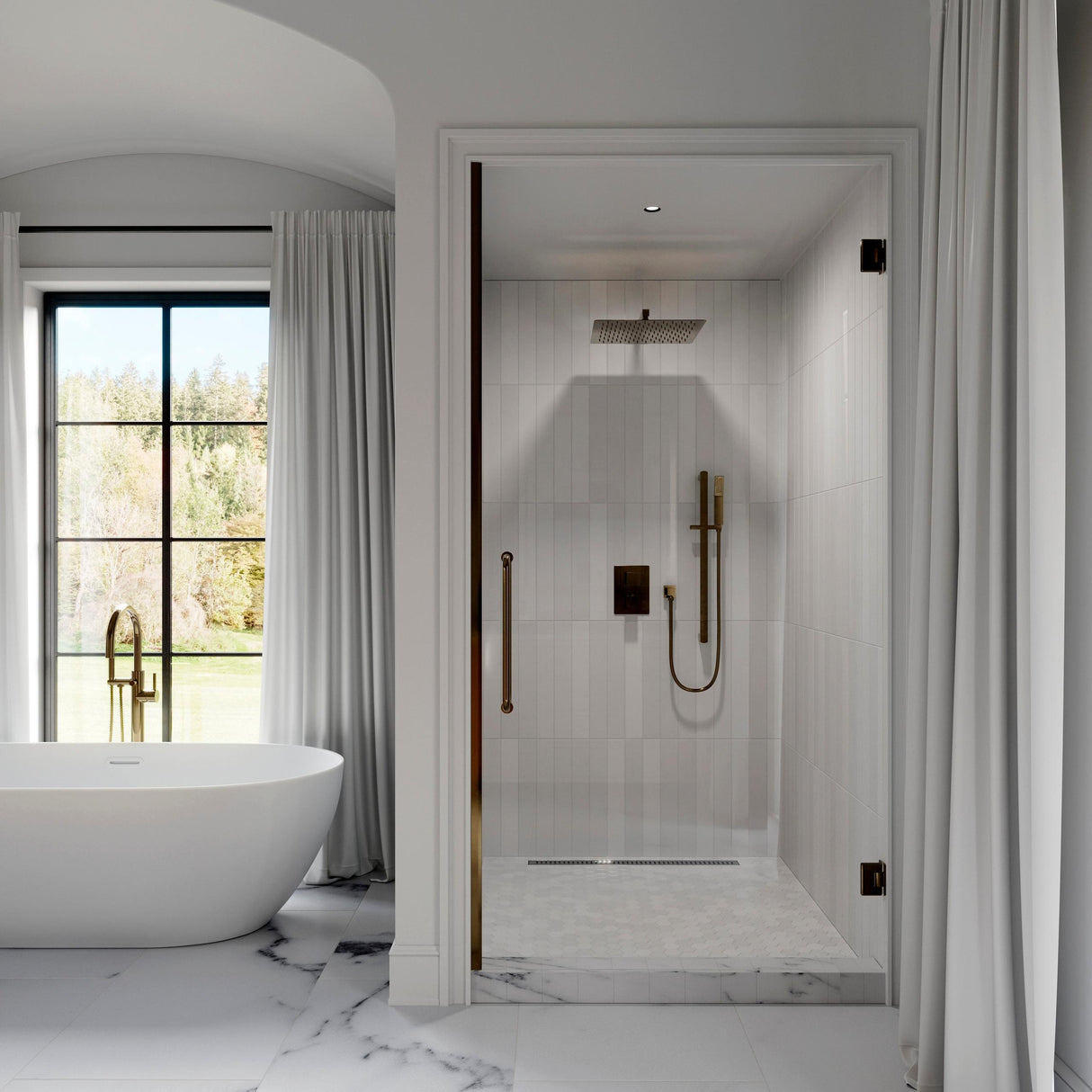 ZLINE Autograph Edition Crystal Bay Thermostatic Shower System in Champagne Bronze (CBY-SHS-T2-CB)
