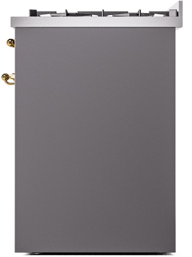 Nostalgie II 30 Inch Dual Fuel Natural Gas Freestanding Range in Matte Graphite with Brass Trim