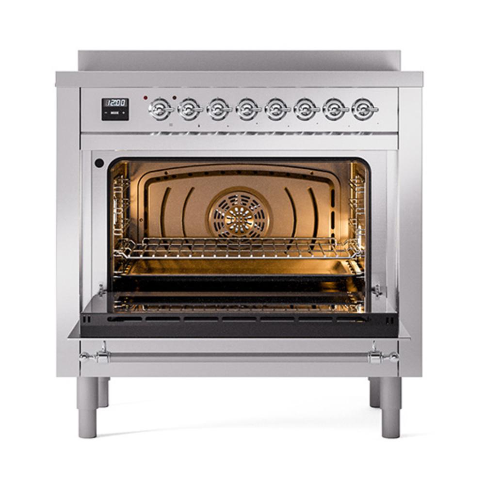 ILVE UNI366NMPSSC Nostalgie II Noblesse 36 inch Induction Range (Triple Glass Door, Stainless Steel, Chrome)