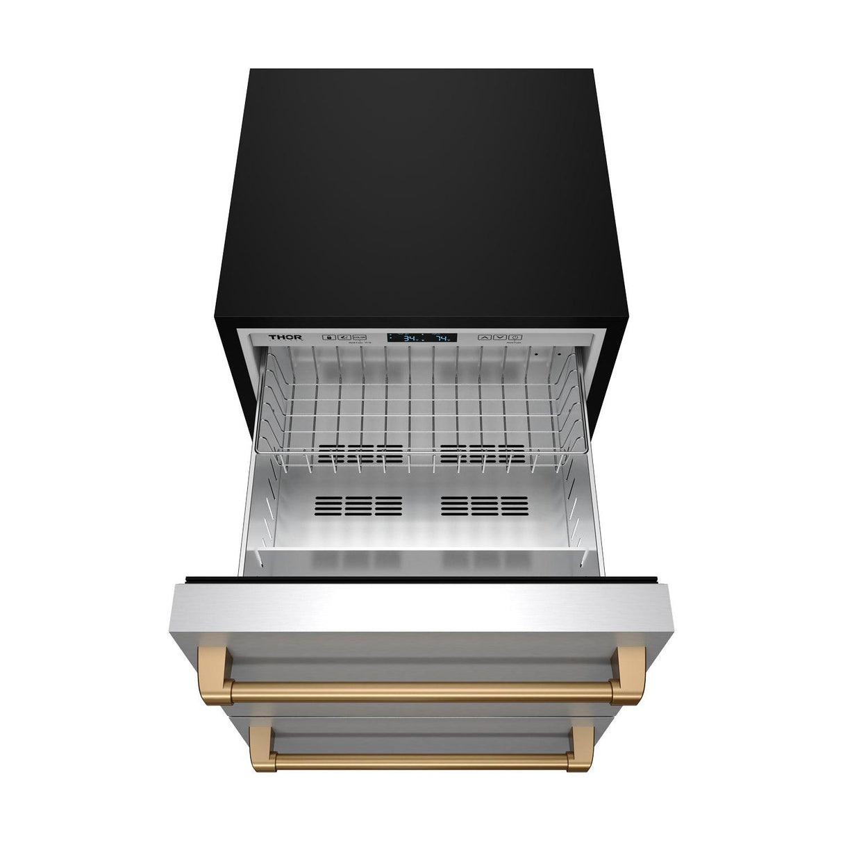 24 Inch Undercounter Built-in or Freestanding Drawer Refrigerator - Stainless Steel/bronze Gordon Ramsay Series