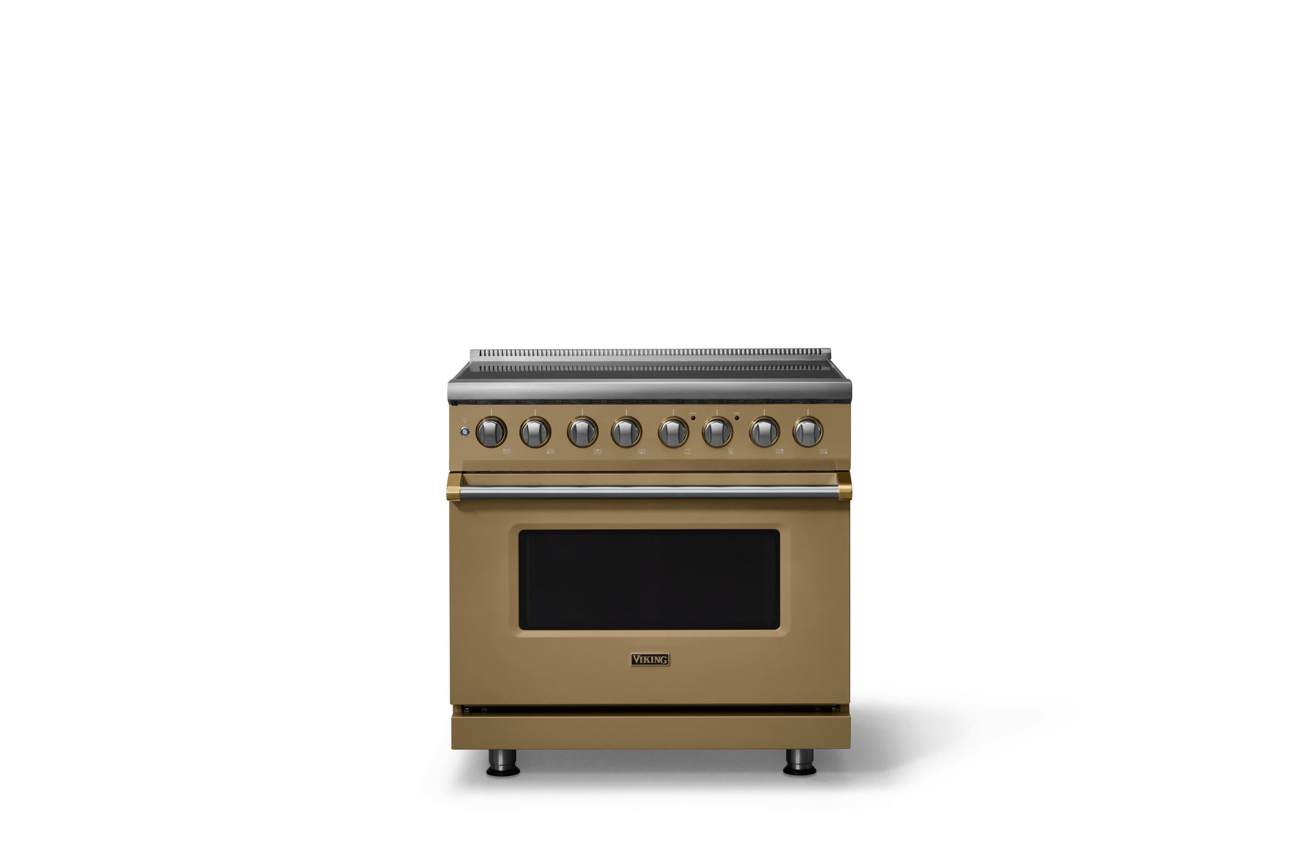 36"W. Induction Range (Finish: Golden Hour, Trim: Brushed Brass)