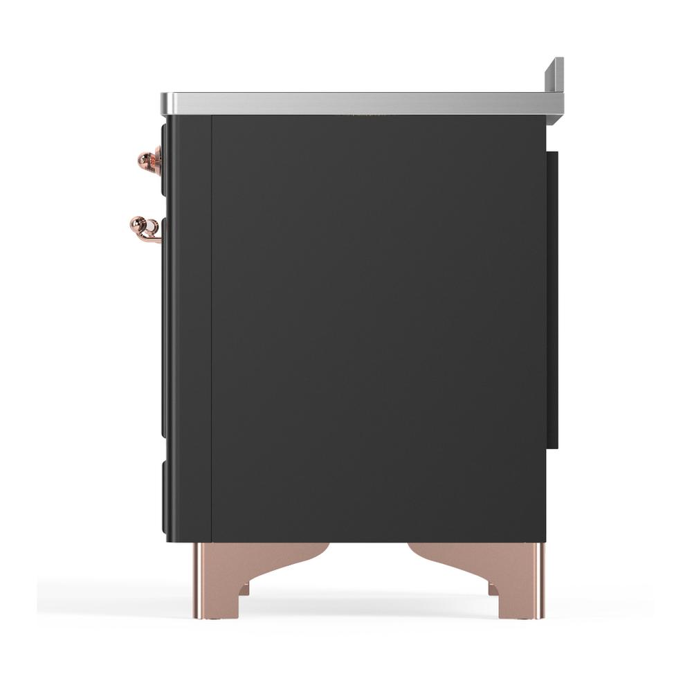 ILVE UMIB48NR3MGP Majestic III 48 inch Induction Range with 6 Elements, 5.02 cu. ft. Total Oven Capacity (Triple Glass Door, Graphite Matte, Copper)
