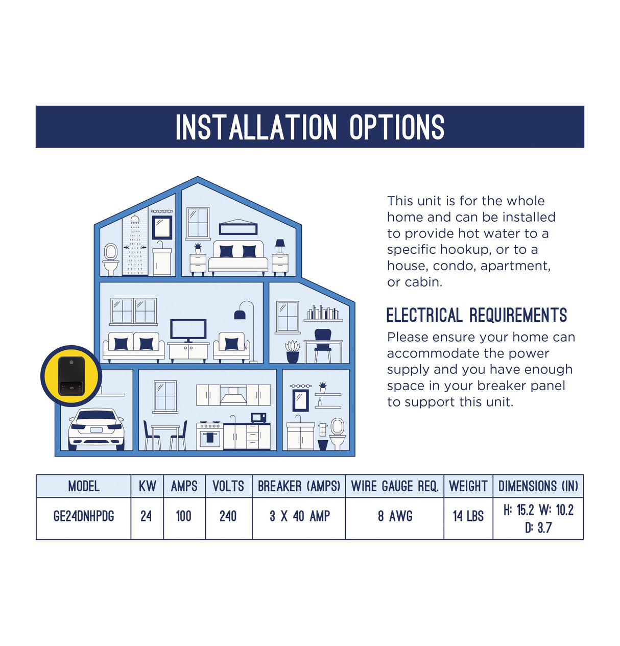 GE® Tankless Electric Water Heater