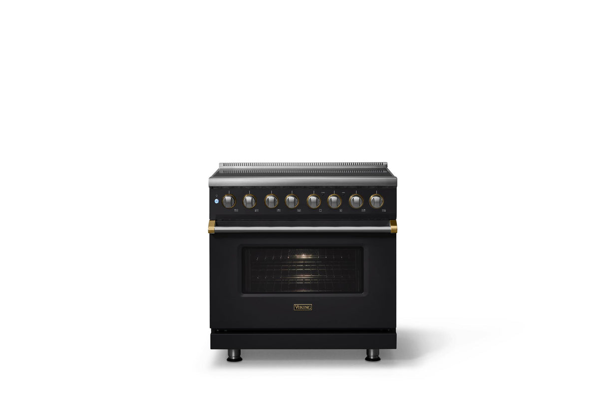 36"W. Induction Range (Finish: Onyx, Trim: Brushed Brass)