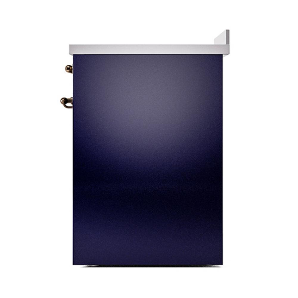 ILVE UNI304QNMPMBB Nostalgie II Noblesse 30 inch Induction Range (Solid Door, Midnight Blue, Burnished)