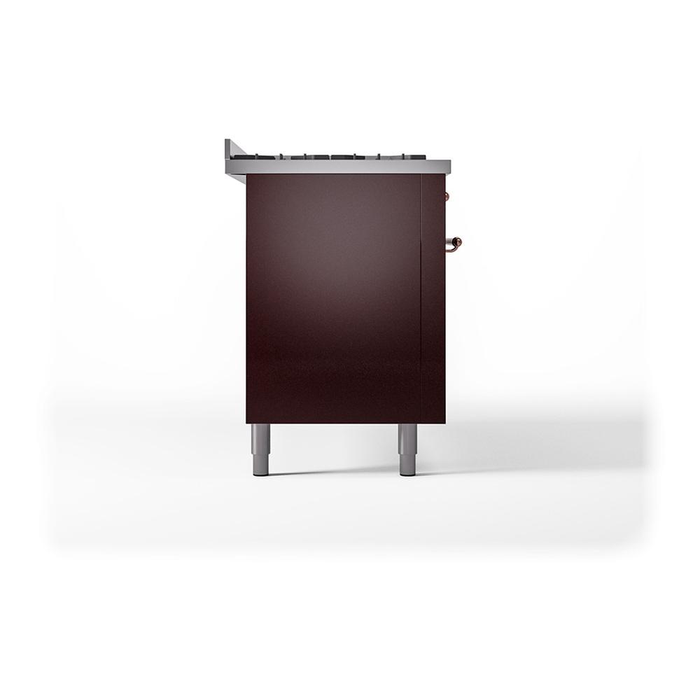 ILVE UN60FQNMPBUP Nostalgie II Noblesse 60 inch Dual Fuel Range (9 Sealed Burners + Griddle, Natural Gas, Solid Door, Burgundy, Copper)