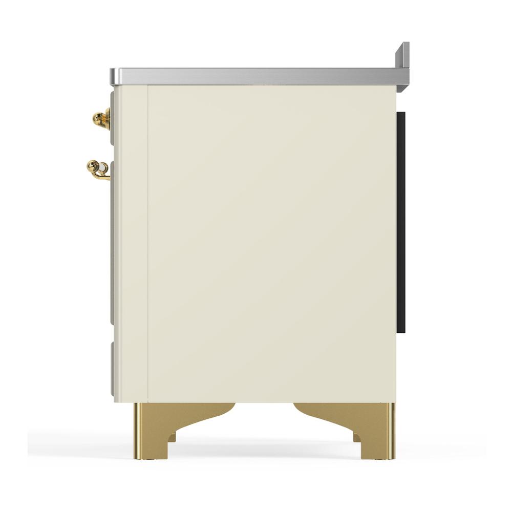 ILVE UMIB48QNR3AWG Majestic III 48 inch Induction Range with 6 Elements, 5.02 cu. ft. Total Oven Capacity (Solid Door, Antique White, Brass)