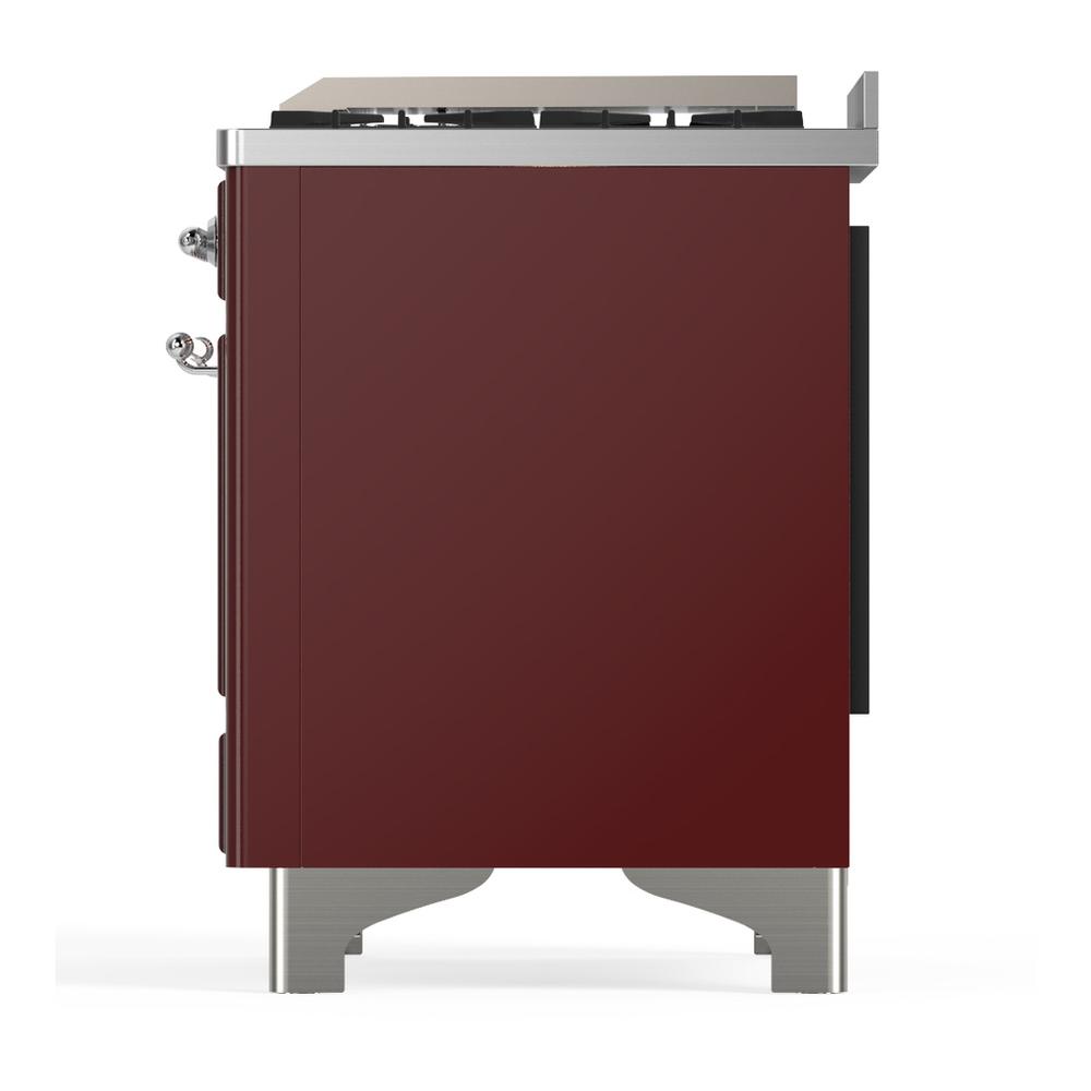 ILVE UM60FNR3BUCLP Majestic III 60 inch Dual Fuel Range with 9 Burners and Griddle, Dual Function Burner up to 25,000 BTU (Liquid Propane, Triple Glass Door, Burgundy, Chrome)