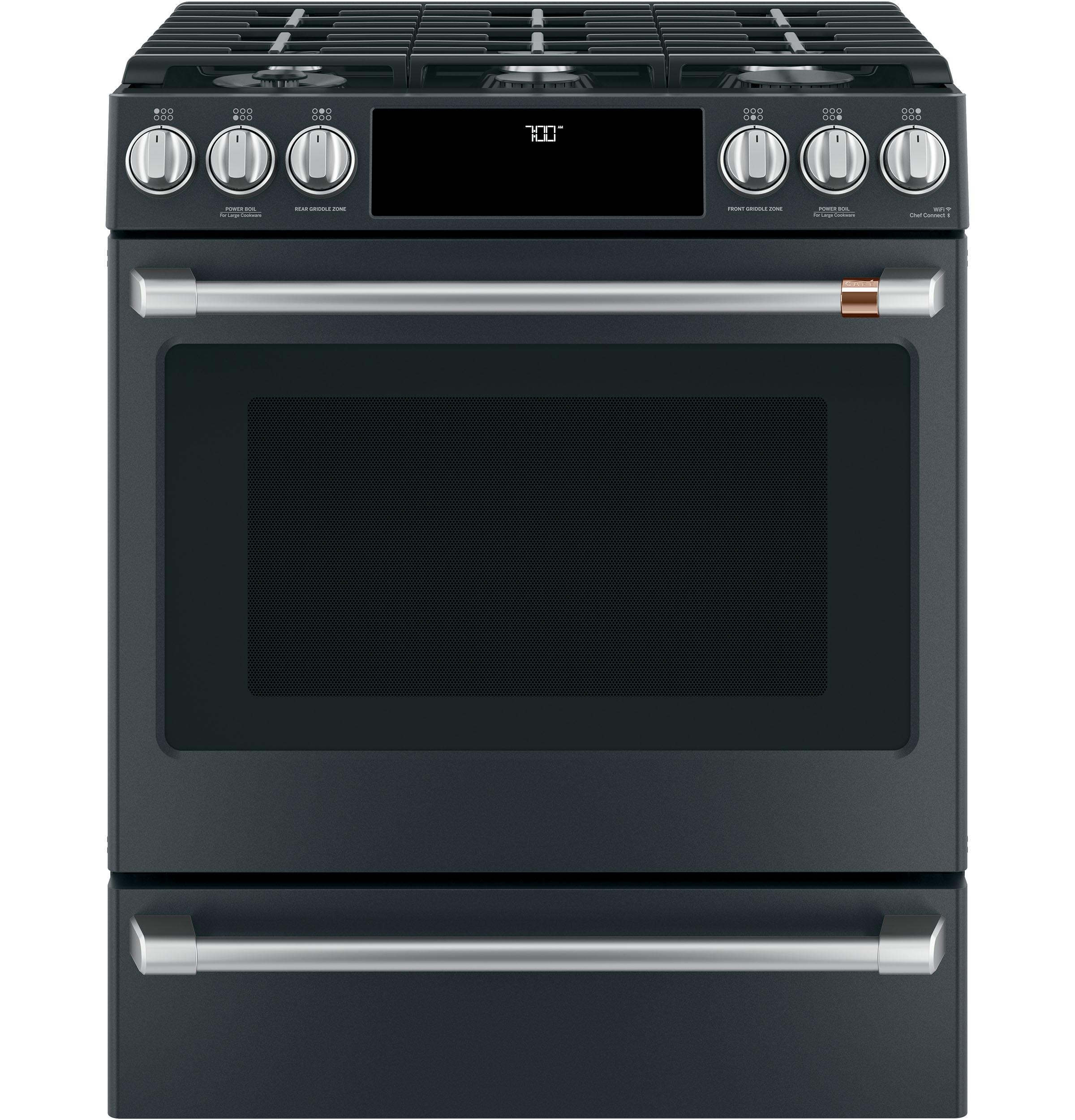 Café™ 30" Smart Slide-In, Front-Control, Gas Range with Convection Oven