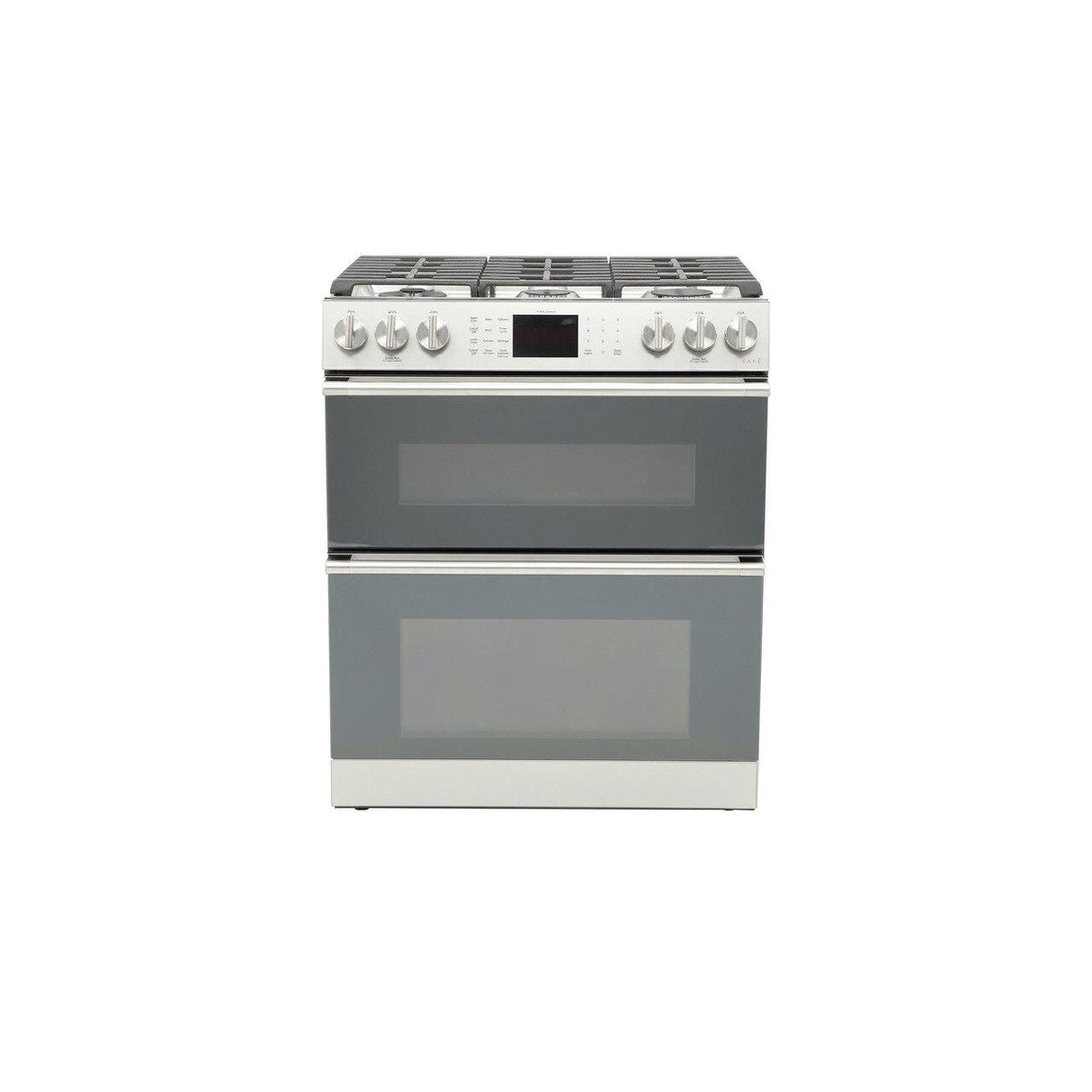 Café™ 30" Smart Slide-In, Front-Control, Gas Double-Oven Range with Convection in Platinum Glass