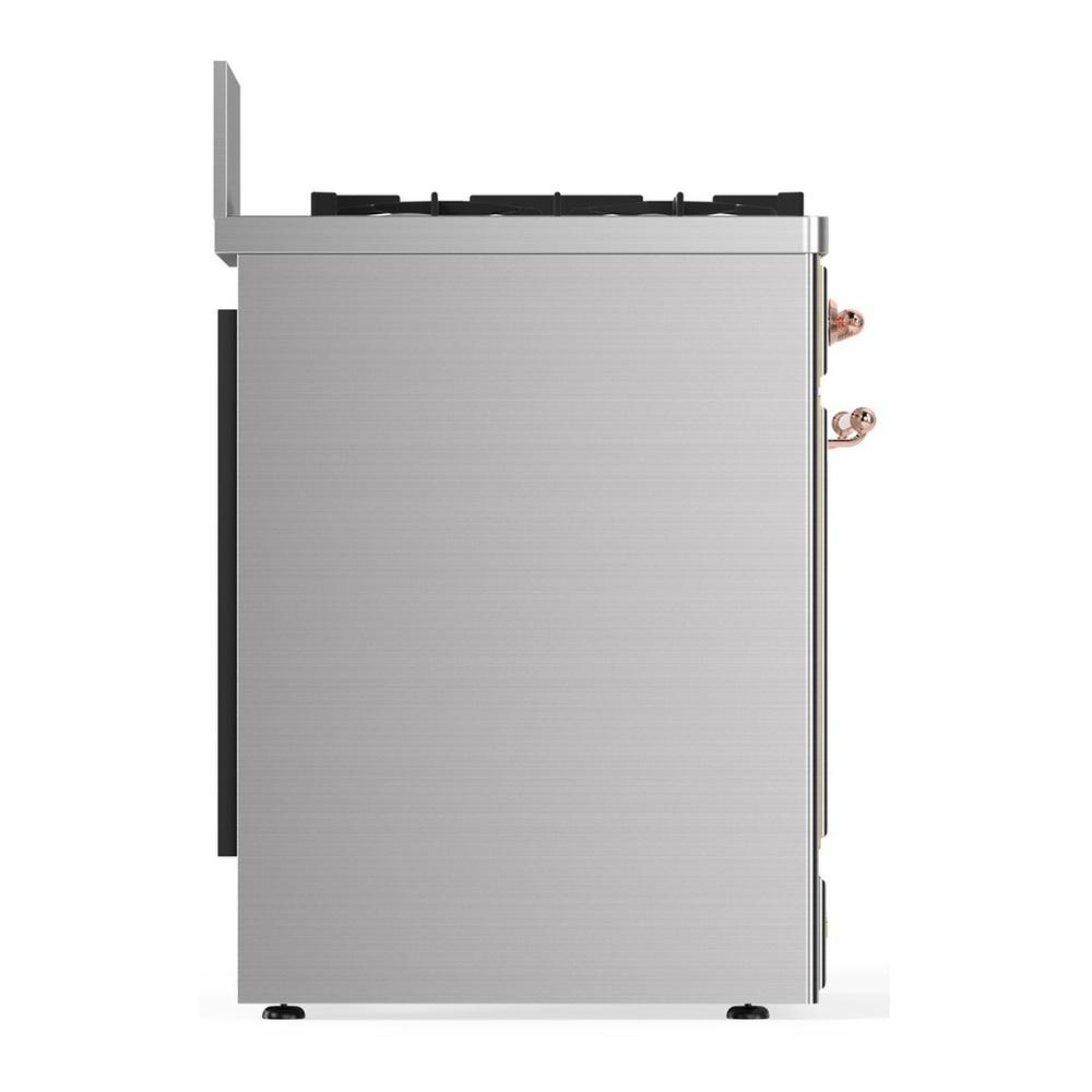 ILVE UM30NR3SSP Majestic III 30 inch Dual Fuel Range with 5 Black Brass Burners, Dual Function Burner up to 25,000 BTU (Natural Gas, Triple Glass Door, Stainless Steel, Copper)