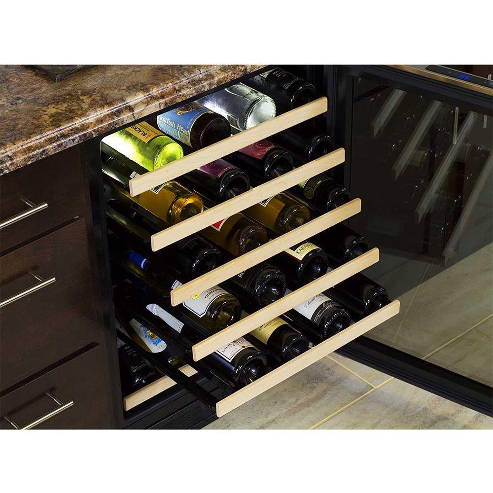 24-In Built-In High Efficiency Single Zone Wine Refrigerator with Door Style - Stainless Steel Frame Glass, Door Swing - Right