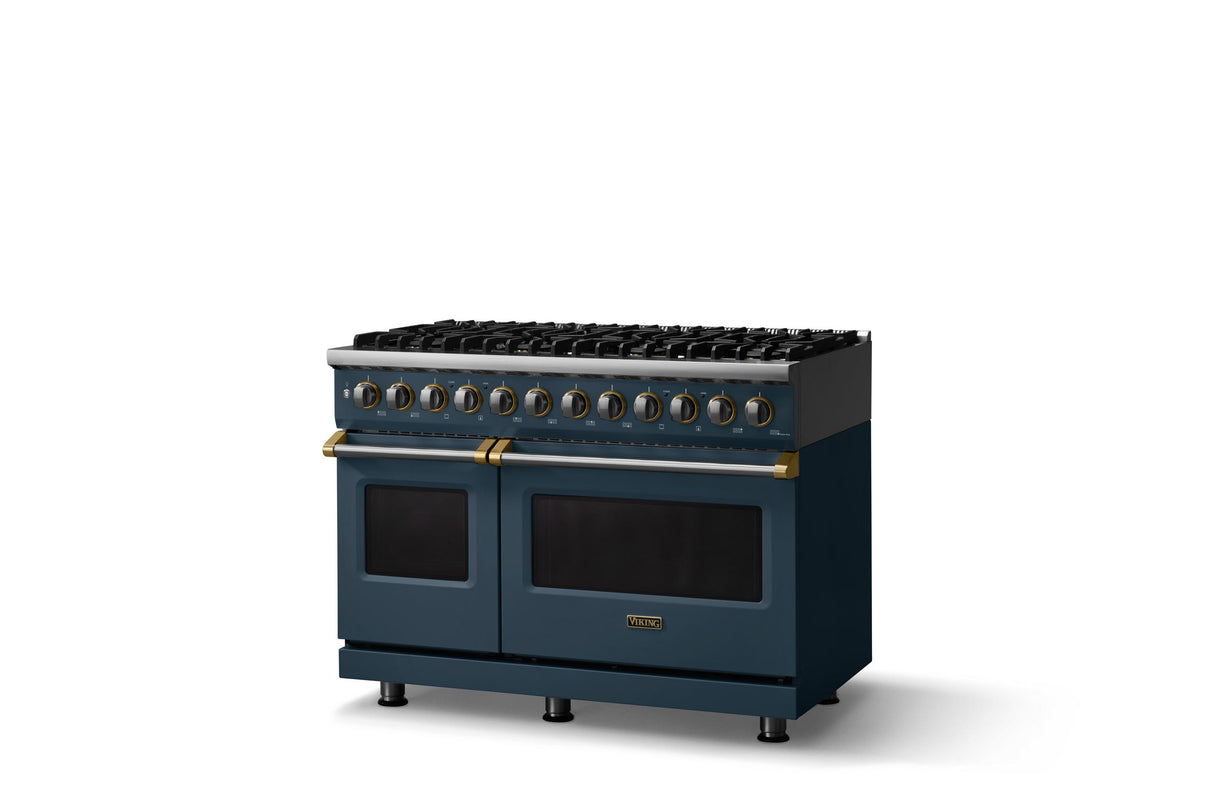 48"W. Dual Fuel Range (Burner: 8b, Finish: Squall, Trim: Brushed Brass, Fuel: Natural Gas)